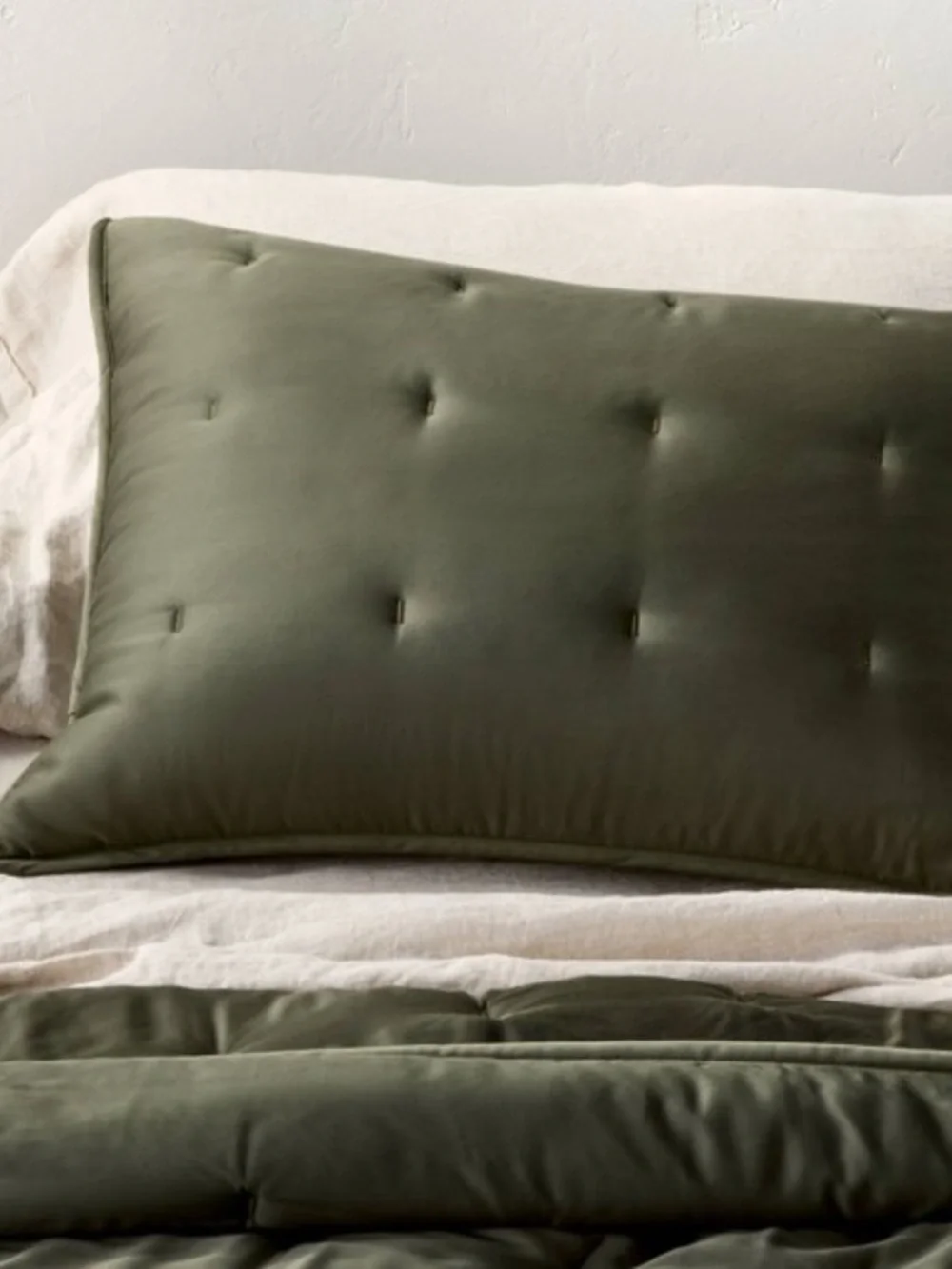 NEW Casaluna Dark Olive Green Rayon from Bamboo Quilt Pillow Sham, King